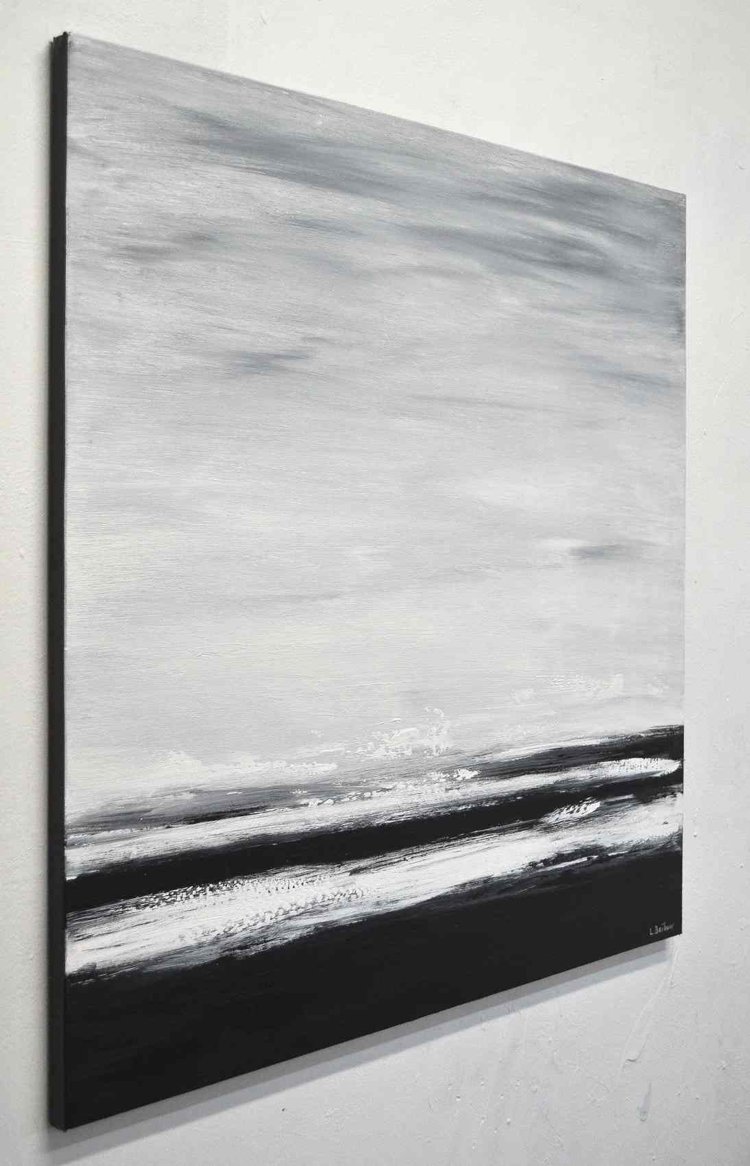 Landscape Handmade Original Modern Black White Abstract Canvas Artwork 7GW44